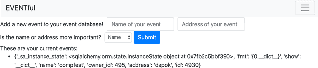 Displaying the event's dic